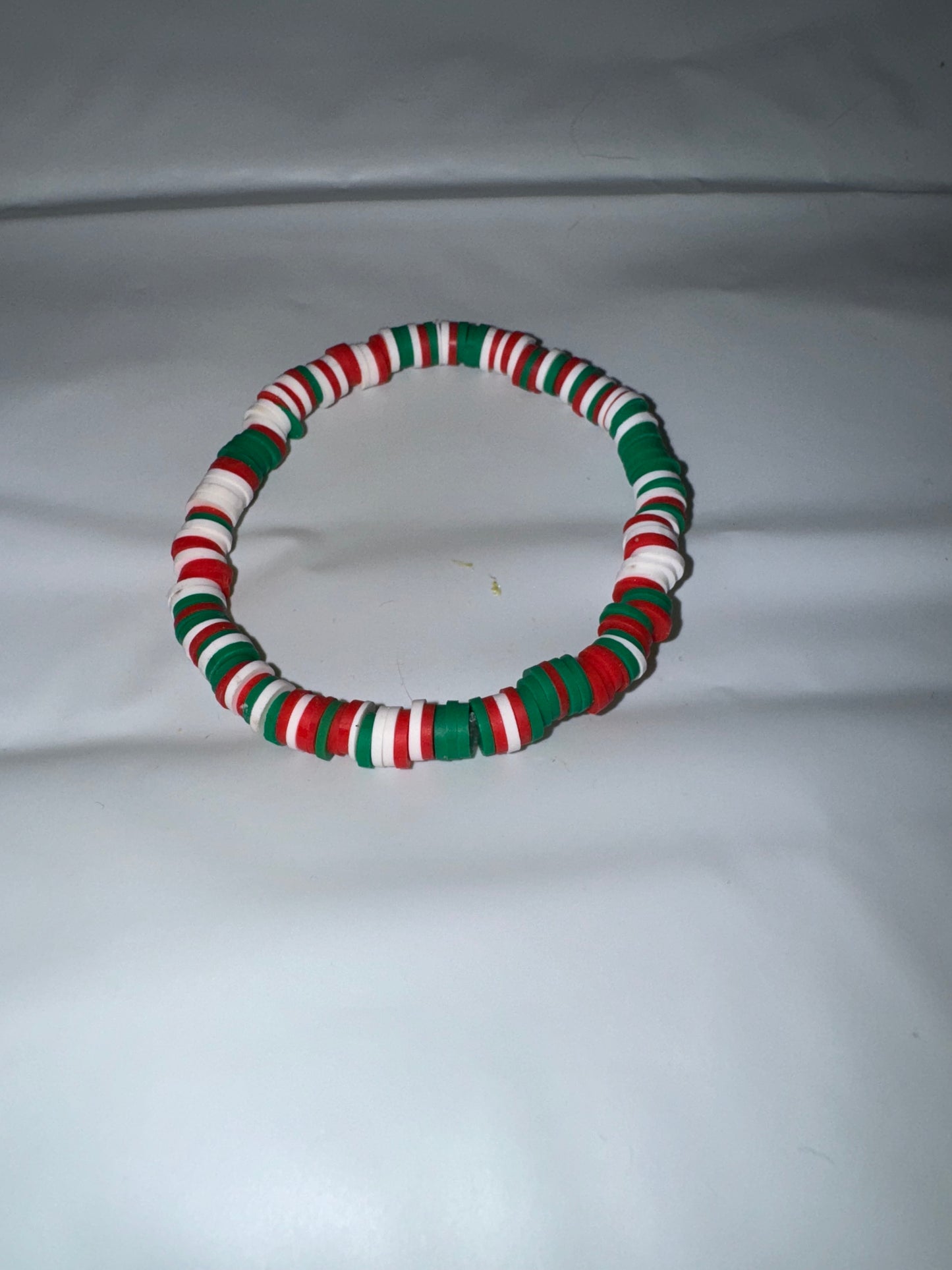 Red white and green Clay Bracelet