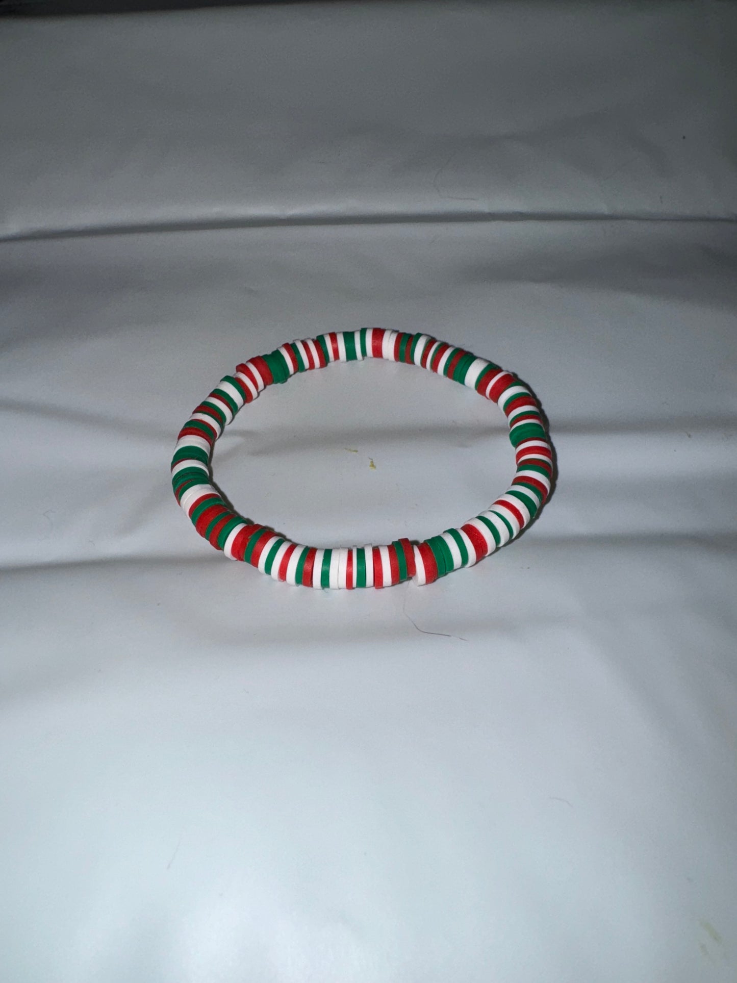 Red white and green Clay Bracelet