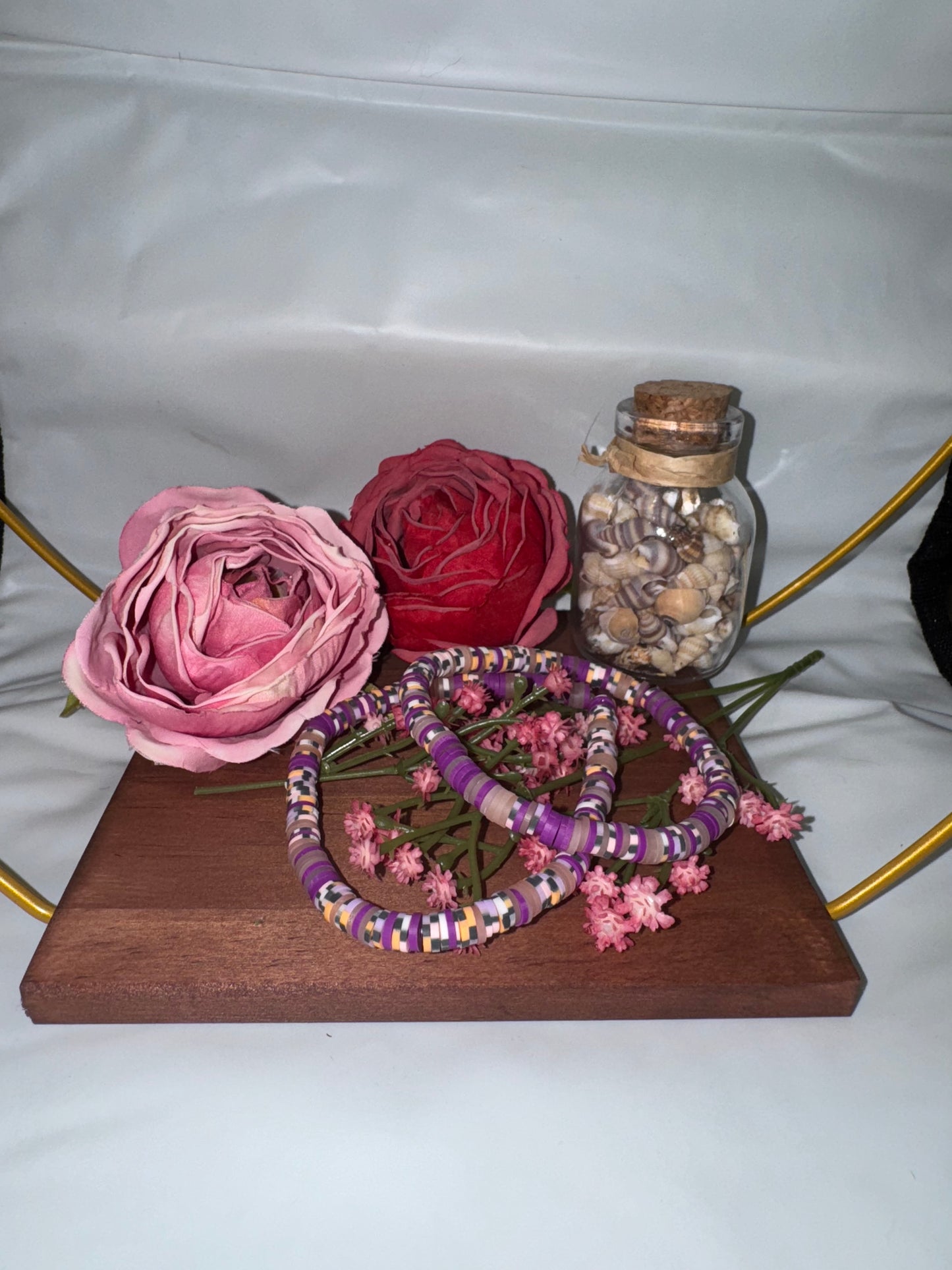 Purple, clear and multi clay Bracelet