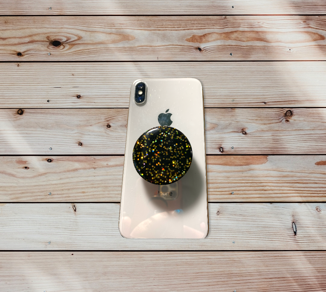 Black with Gold Glitter Phone Prop