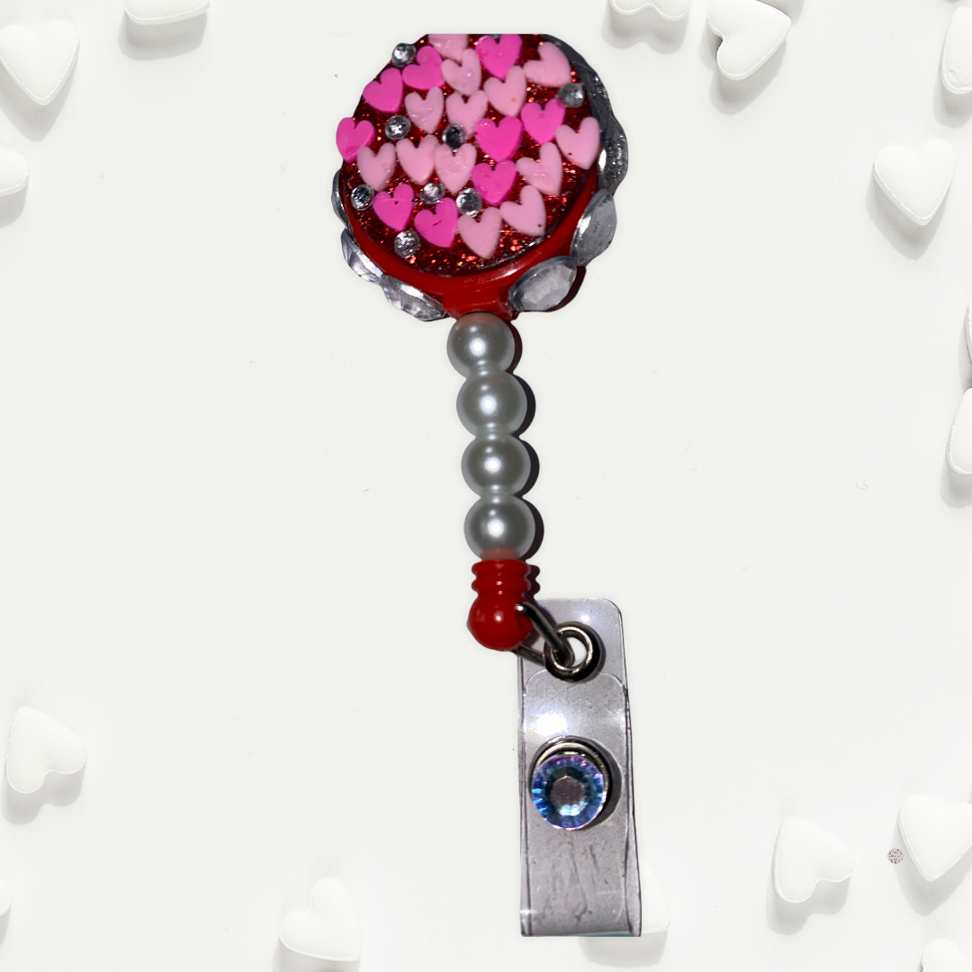Pink Hearts Badge Reel
