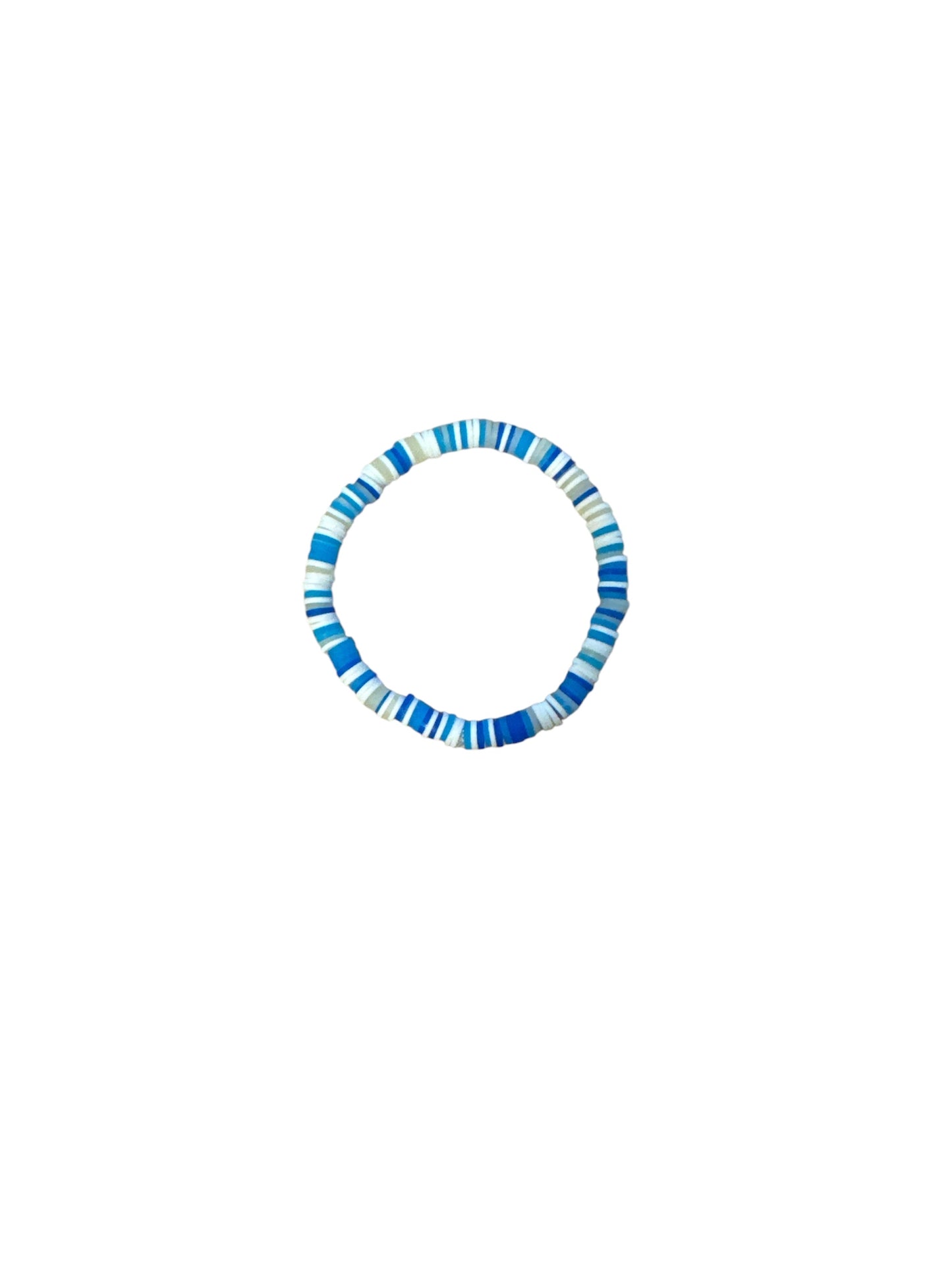 Blue White and Clear Clay Bracelet
