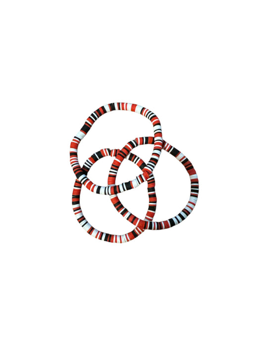 Red white and black Clay Bracelet
