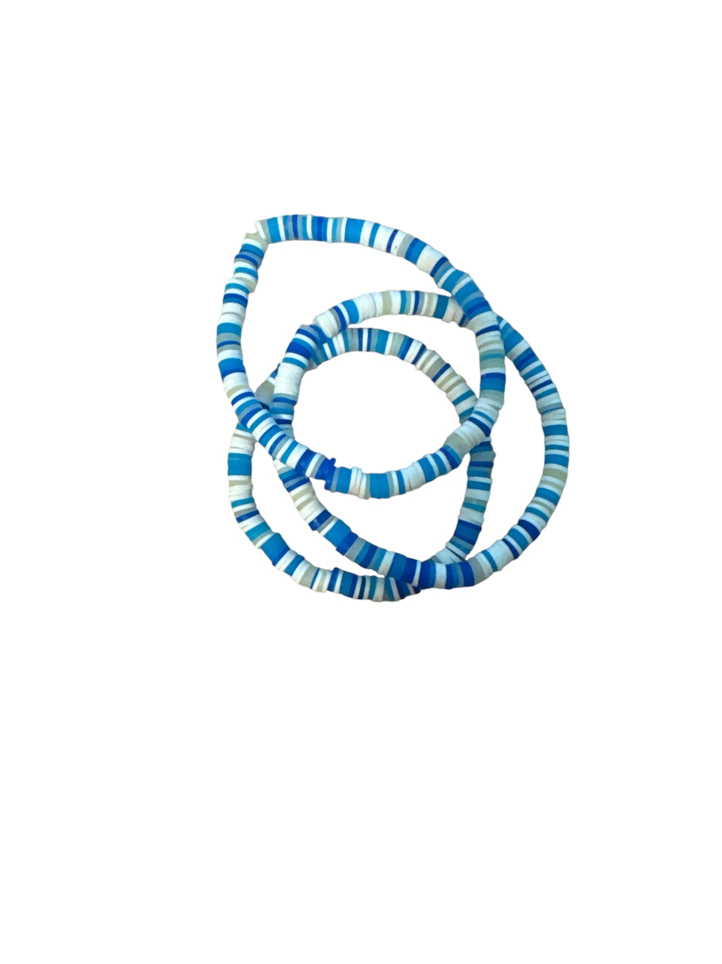 Blue White and Clear Clay Bracelet