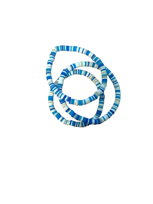 Blue White and Clear Clay Bracelet