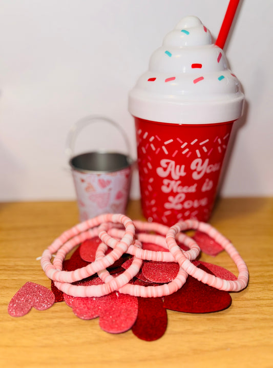 Pink, Light Pink and White Bracelet