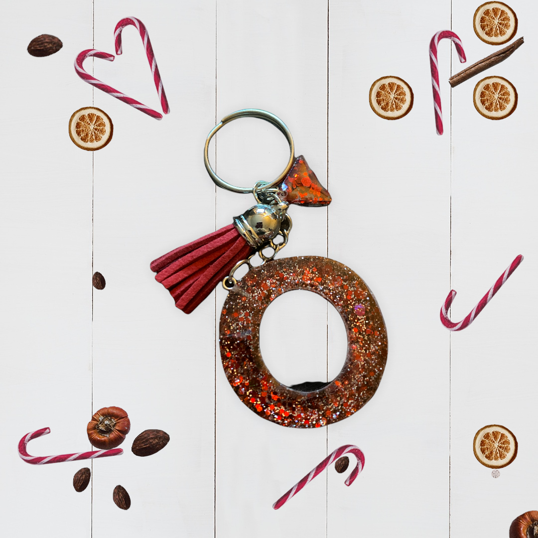 Sparkling Red Glitter Alphabet Keychain