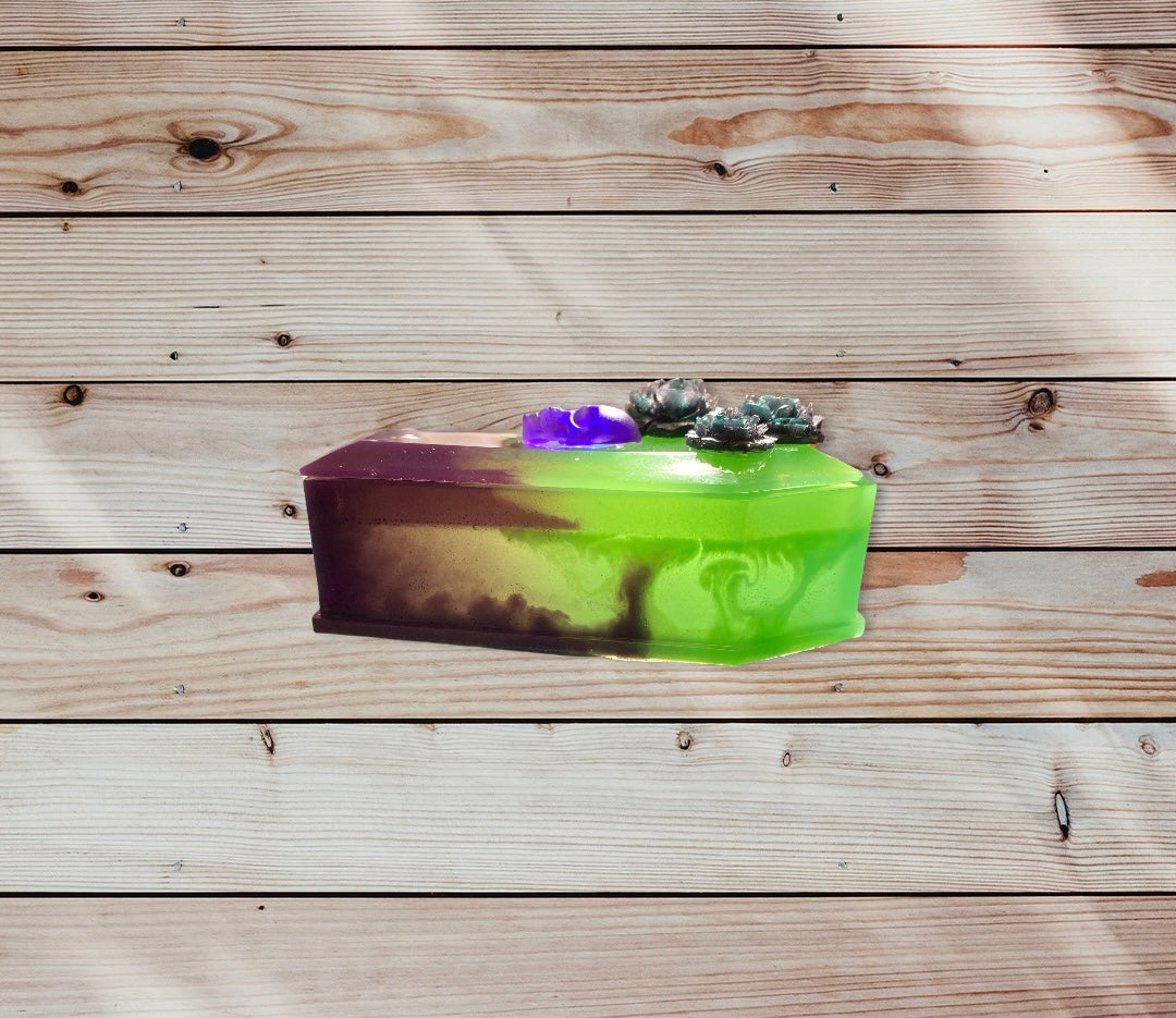 Purple and Green Coffin
