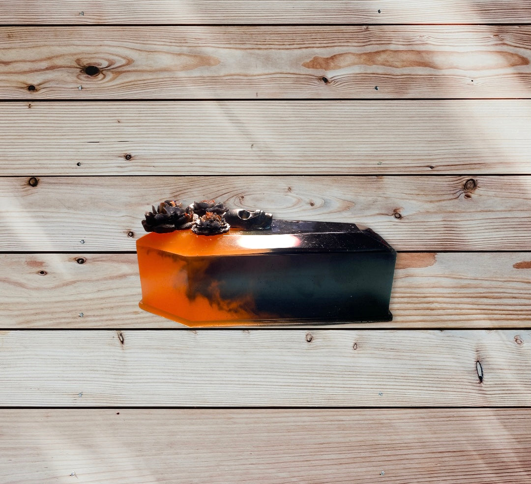 Orange and Black Coffin
