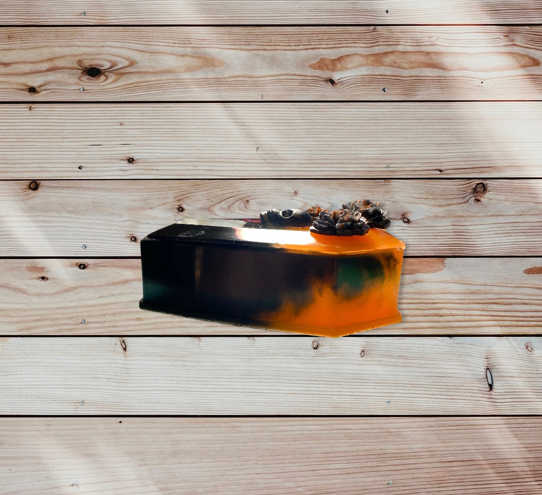 Orange and Black Coffin