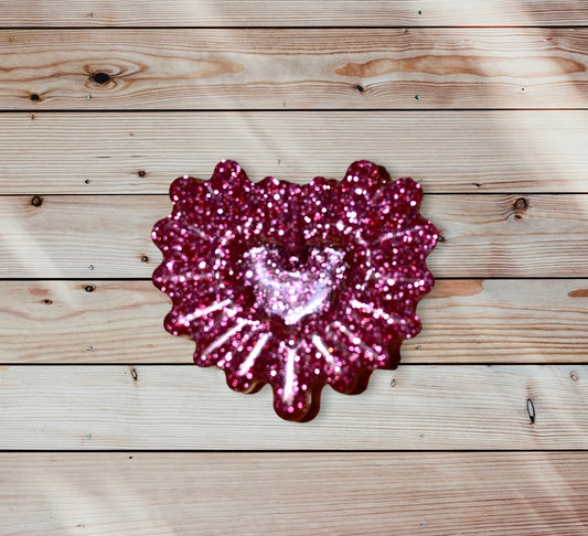 Pink Glitter Heart Magnet